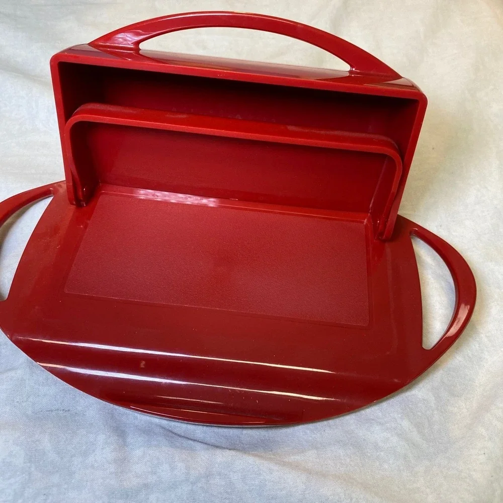 Butterie Flip-Top Butter Dish Red Countertop Butter Keeper With Lid